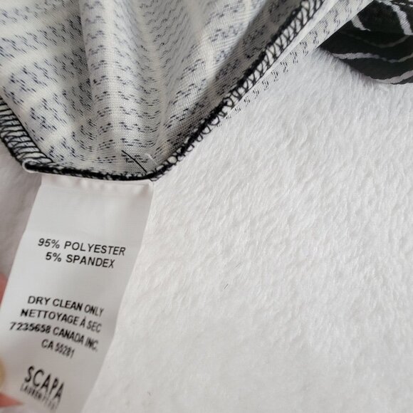 SCAPA Lauren Perre Womens Sleeveless Striped Pleated Dress Sz Small Black/White - Picture 4 of 7